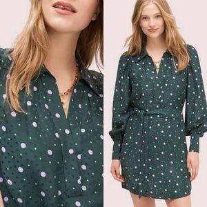 kate spade Green Polka Dot Long Sleeve Dress